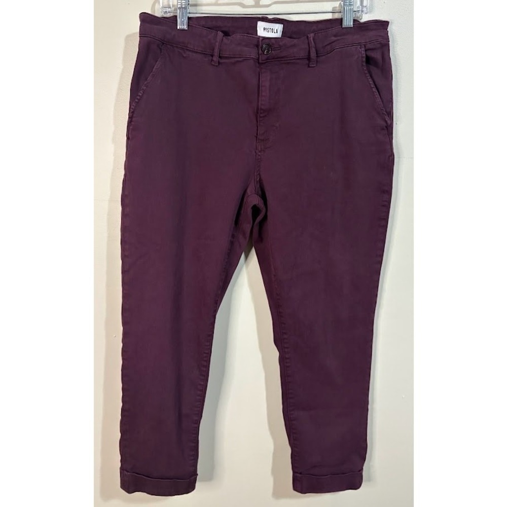 Pistola Twill Jeans Womens 16W Burgundy Excellent Cuffed Tapered Pants
